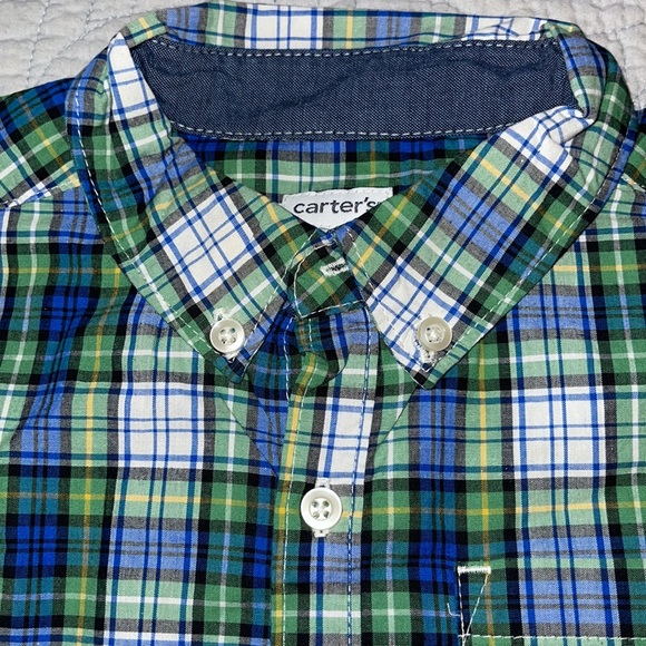 NWT Carter’s navy & green plaid button down shirt 4T - Picture 6 of 6